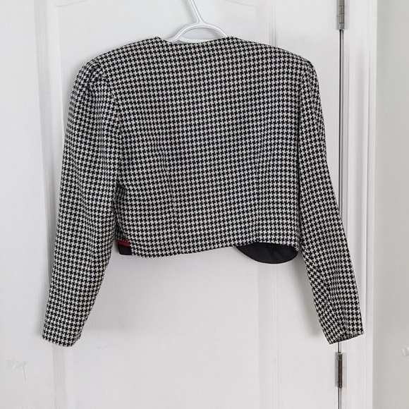 VINTAGE Farouche houndstooth open front crop blazer Jacket size Medium A8 - Picture 4 of 7